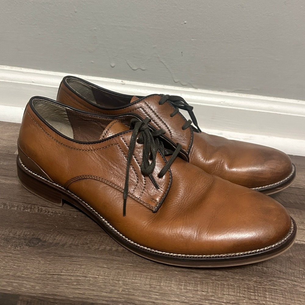 Johnston & Murphy Derby Shoes Mens 9.5 Brown Leather Preppy Corporate Wedding